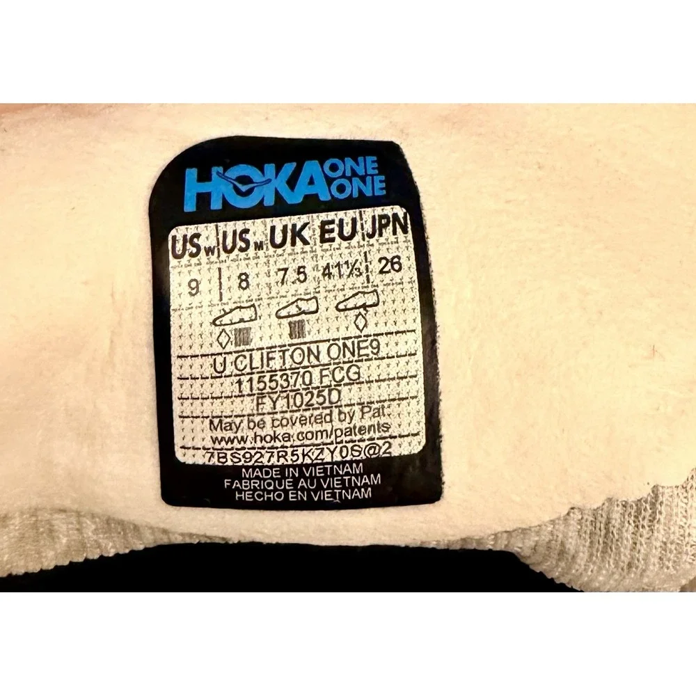 Hoka Clifton 9 Running Shoes UNISEX Sz 9W/8M Frost Cosmic Grey 1155370 FCG